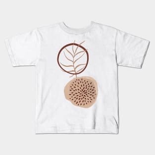 Minimal Modern  Abstract  Circle Shapes  leave  Warm Tones  Desig Kids T-Shirt